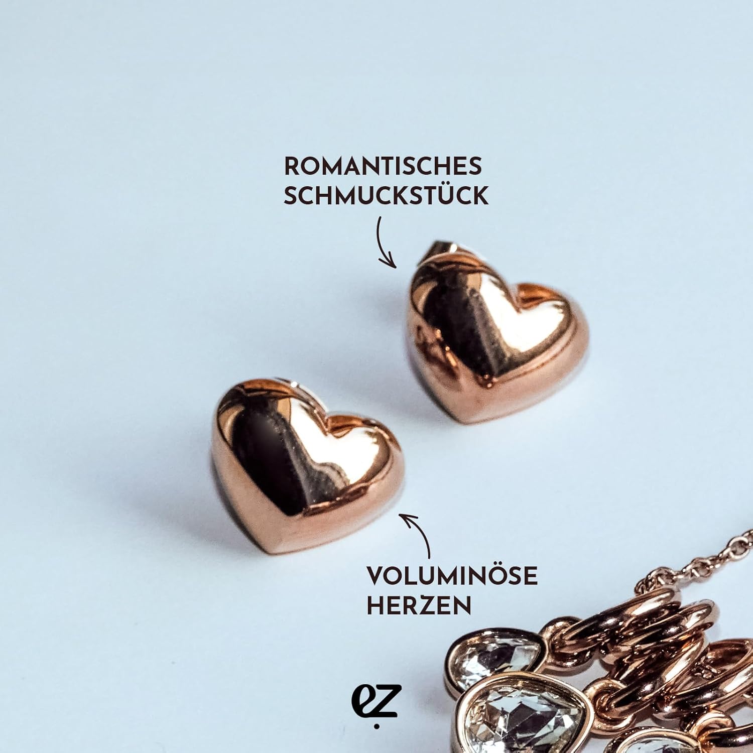 Thumbnail 2 de Echtzeit Ohrstecker im Herzdesign aus Edelstahl für Damen – Puffy Heart, ca. 1,1 cm