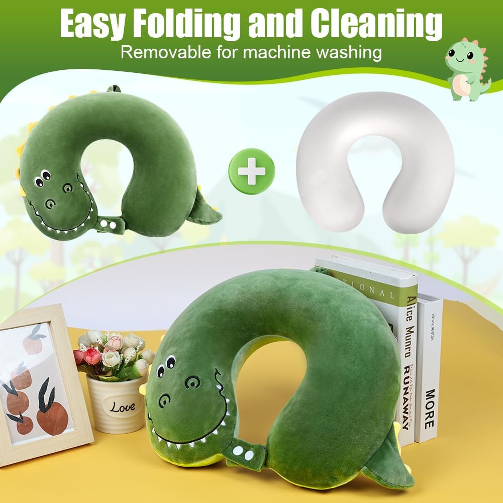Detalle de Alaoo Travel Pillow: Removable Memory Foam Kids U‑Shaped Neck Pillow with Eye Mask
