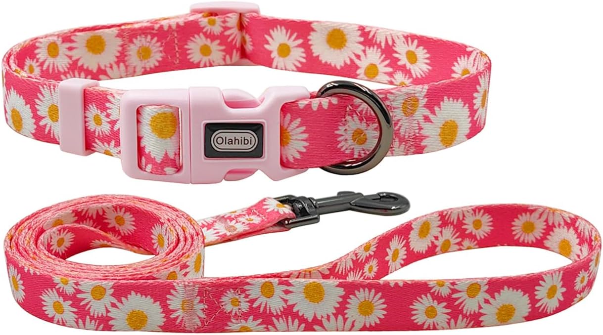 Thumbnail 6 de Olahibi Dog Collar Leash Set for Medium Dogs (Light Pink) – Durable Nylon Webbing with Soft Neoprene Padding