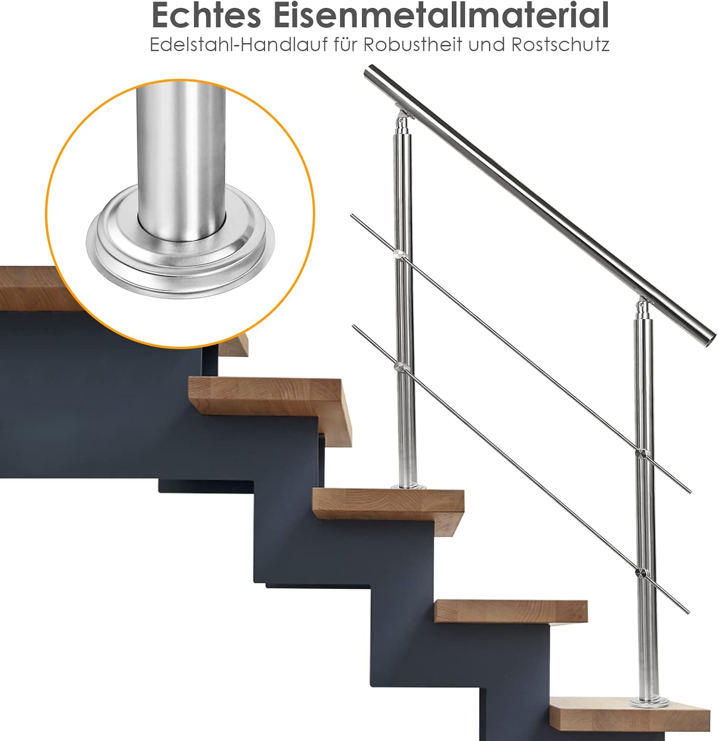 Detalle de Tubiaz Ringhiera in acciaio inox con corrimano e 5 traverse: 100 cm di eleganza e resistenza