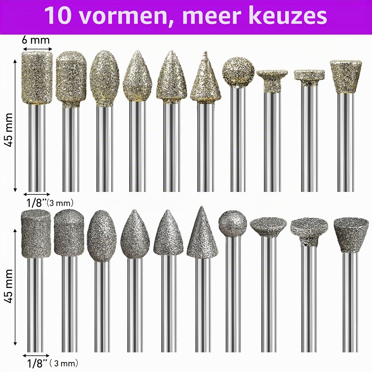 Thumbnail 5 de YURINWOO 20PCS-Diamond Bit-46+120 Grit diamantfrezen, 22-delig, 3 mm