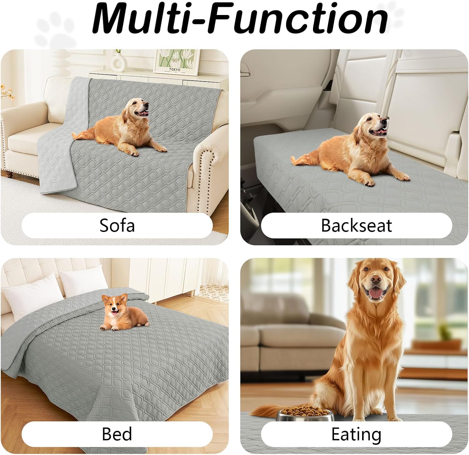 Thumbnail 4 de Homaxy Hundedecke Wasserdicht – Doppelt beschichtete, waschbare Outdoor-Hundematte (203x152 cm, Grau/Hellgrau)