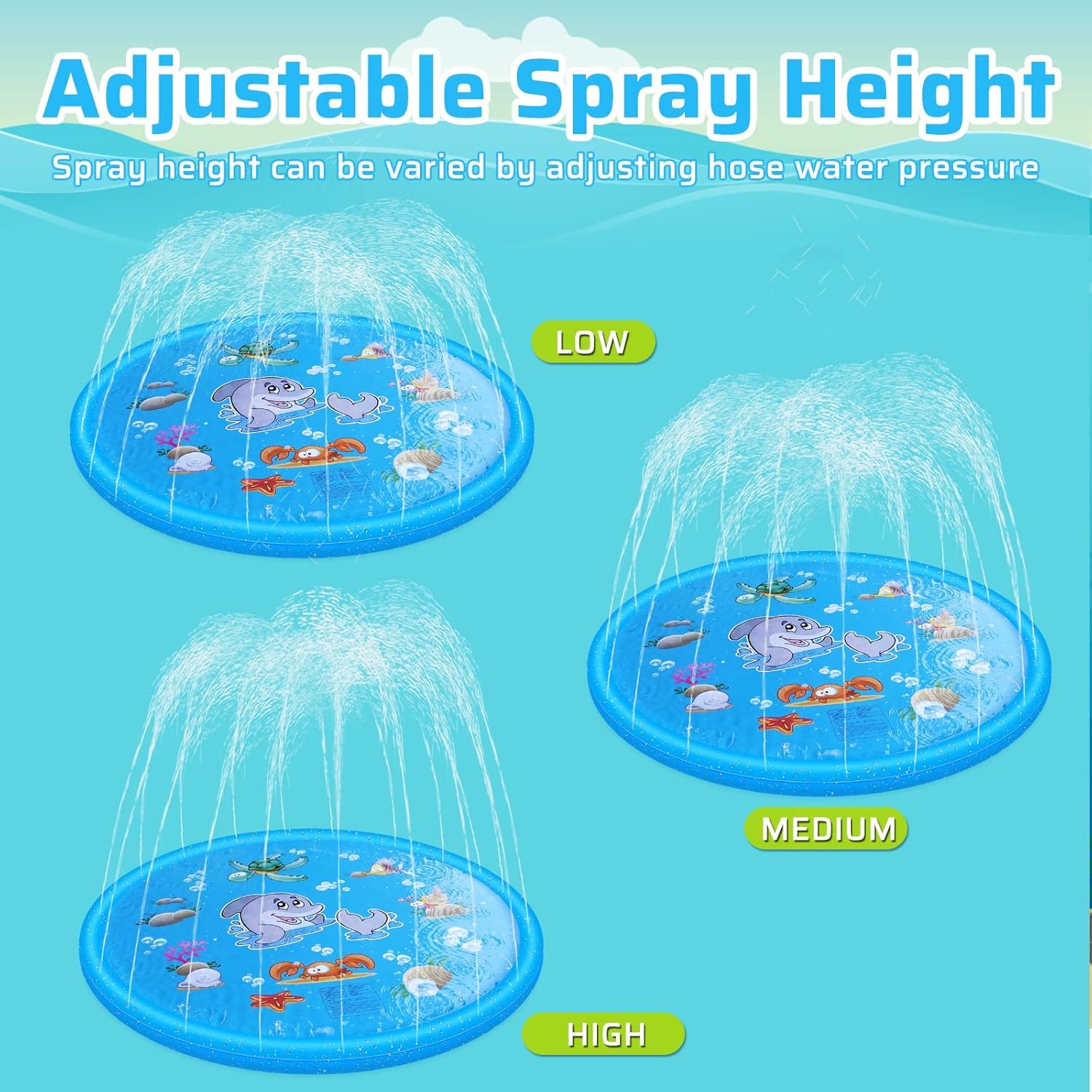 Thumbnail 5 de Anpro 170 cm Splash Pad (68") for Kids and Pets with 15 Anti-slip Tapes