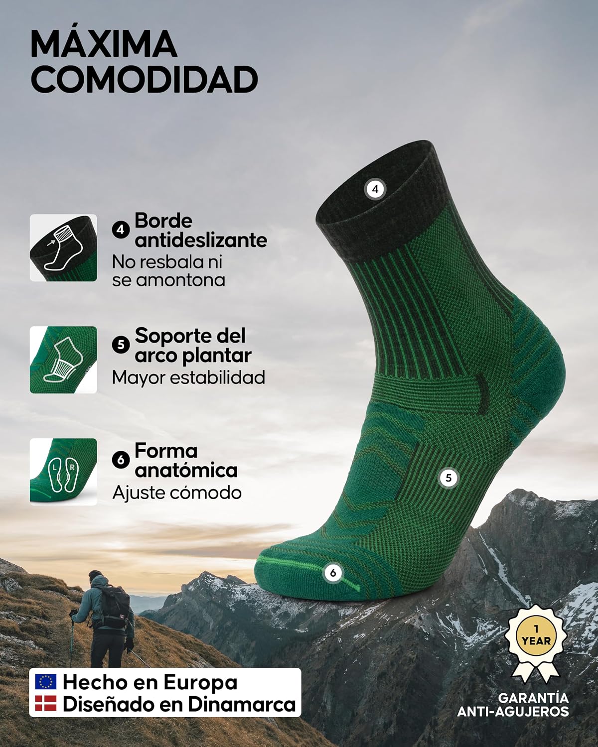 Detalle de DANISH ENDURANCE Calcetines Merino 3 Pack