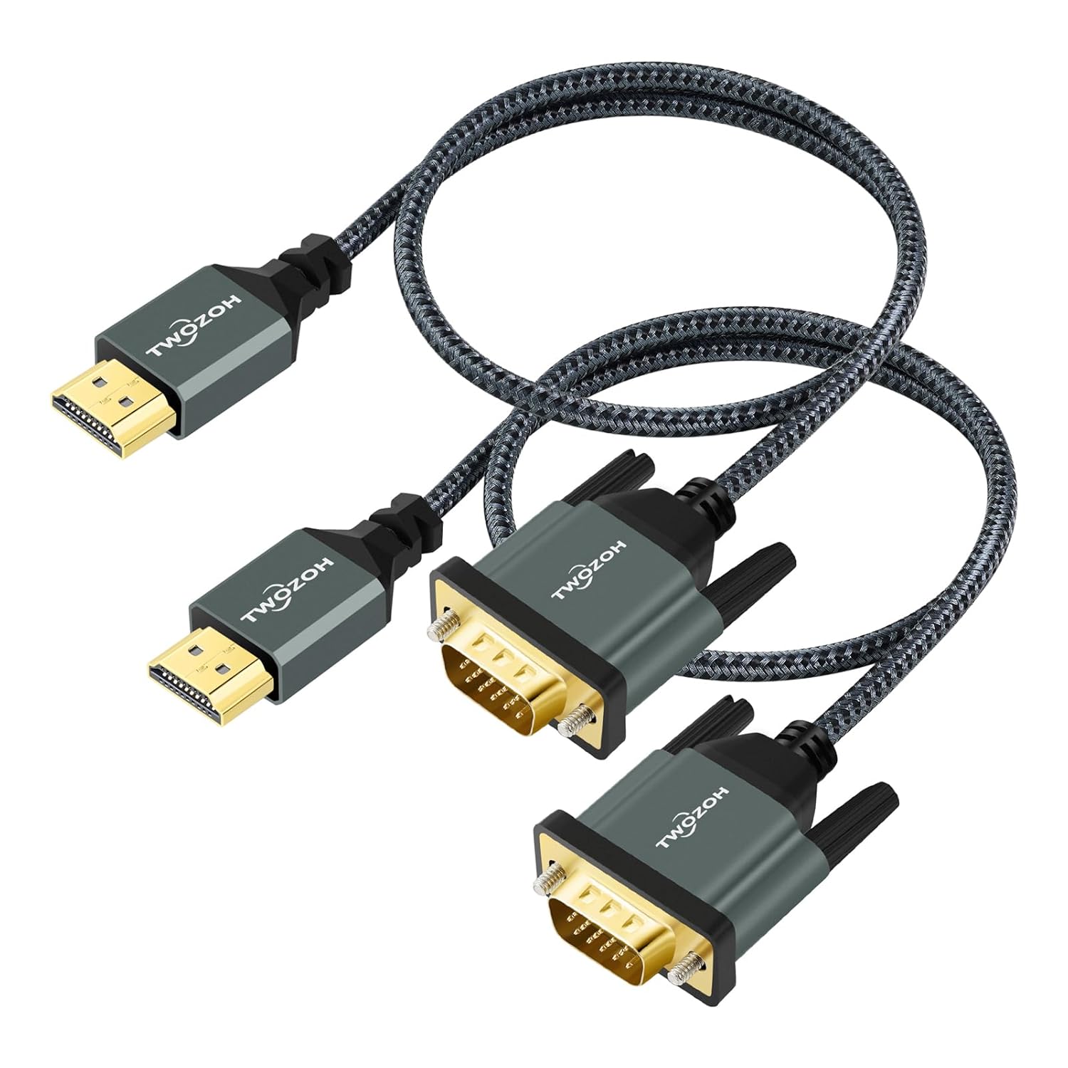 Thumbnail 6 de Twozoh HDMI auf VGA Kabel 2M – Aluminiumgehäuse, vergoldete Stecker, 1080p/60Hz