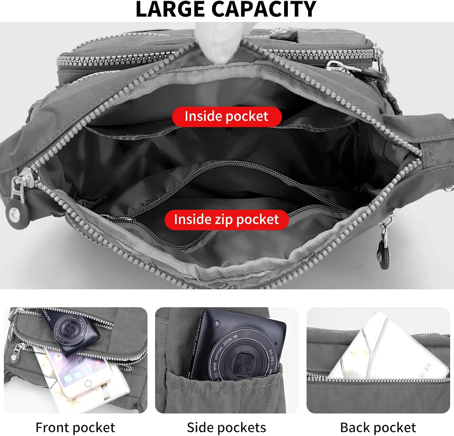 Thumbnail 4 de ModaZeal Women's Multi-Pocket Crossbody Bag 25cm