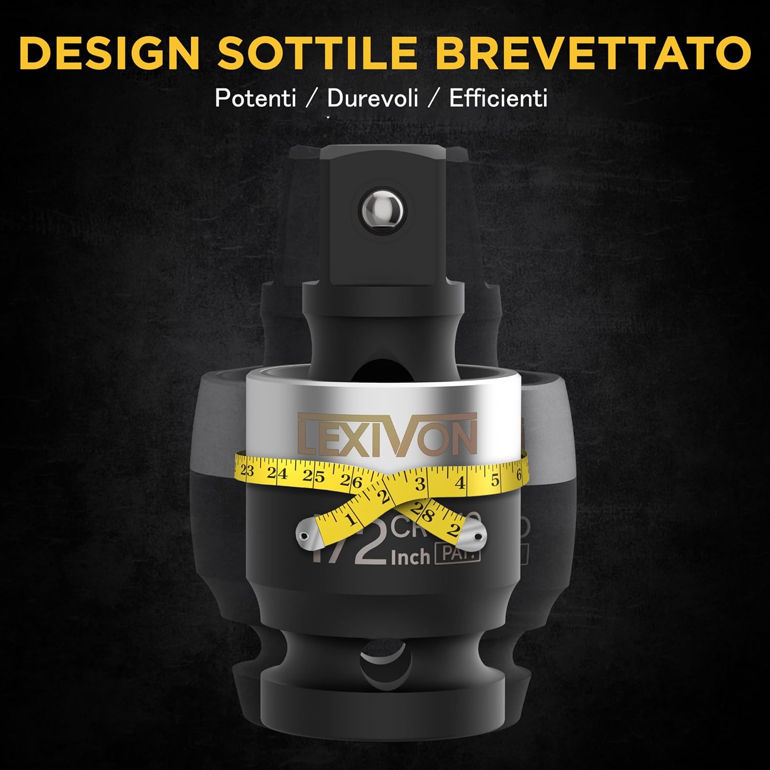 Detalle 2 de LEXIVON LX-113-S adattatori per bussola con snodo sferico (1/4"-3/8"-1/2"), set da 3 per avvitatore a batteria e chiave dinamometrica