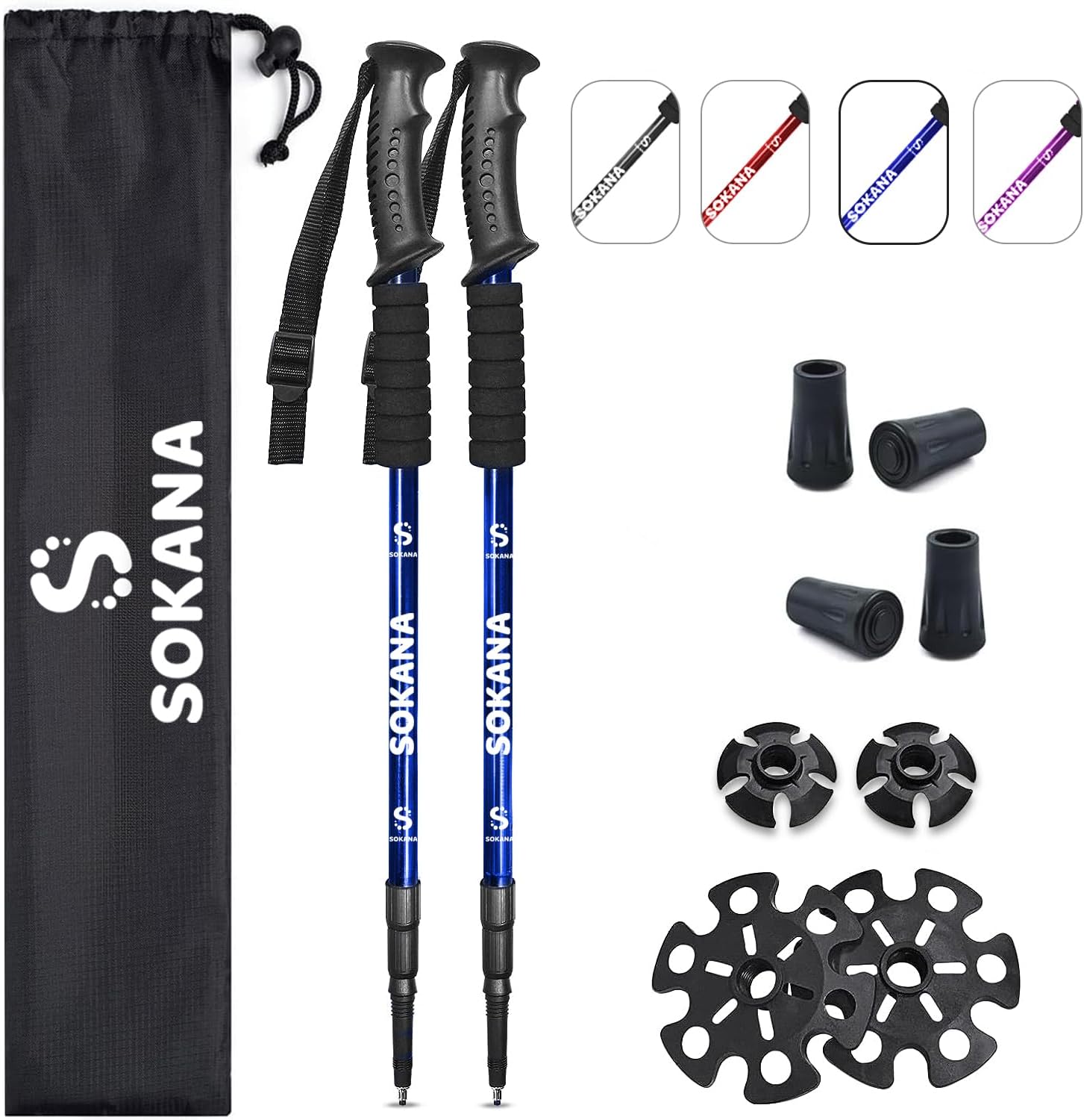 SOKANA Walking Poles 2 Pack Folding Trekking Poles with Quick Lock System