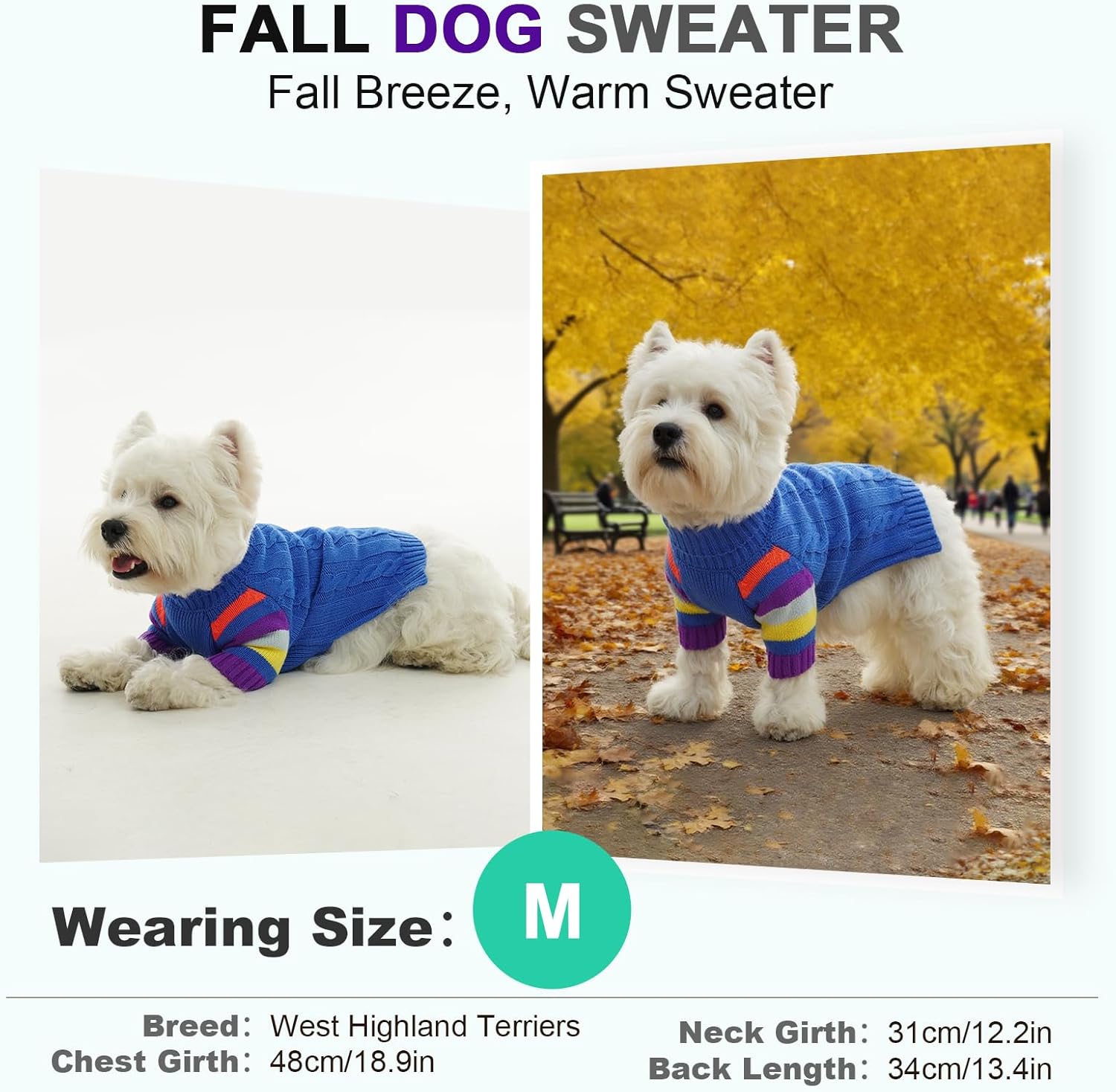 Thumbnail 4 de OUOBOB Dog Jumper for Large Dogs (Blue, Size L) – Stretchy Knitted Winter Pullover