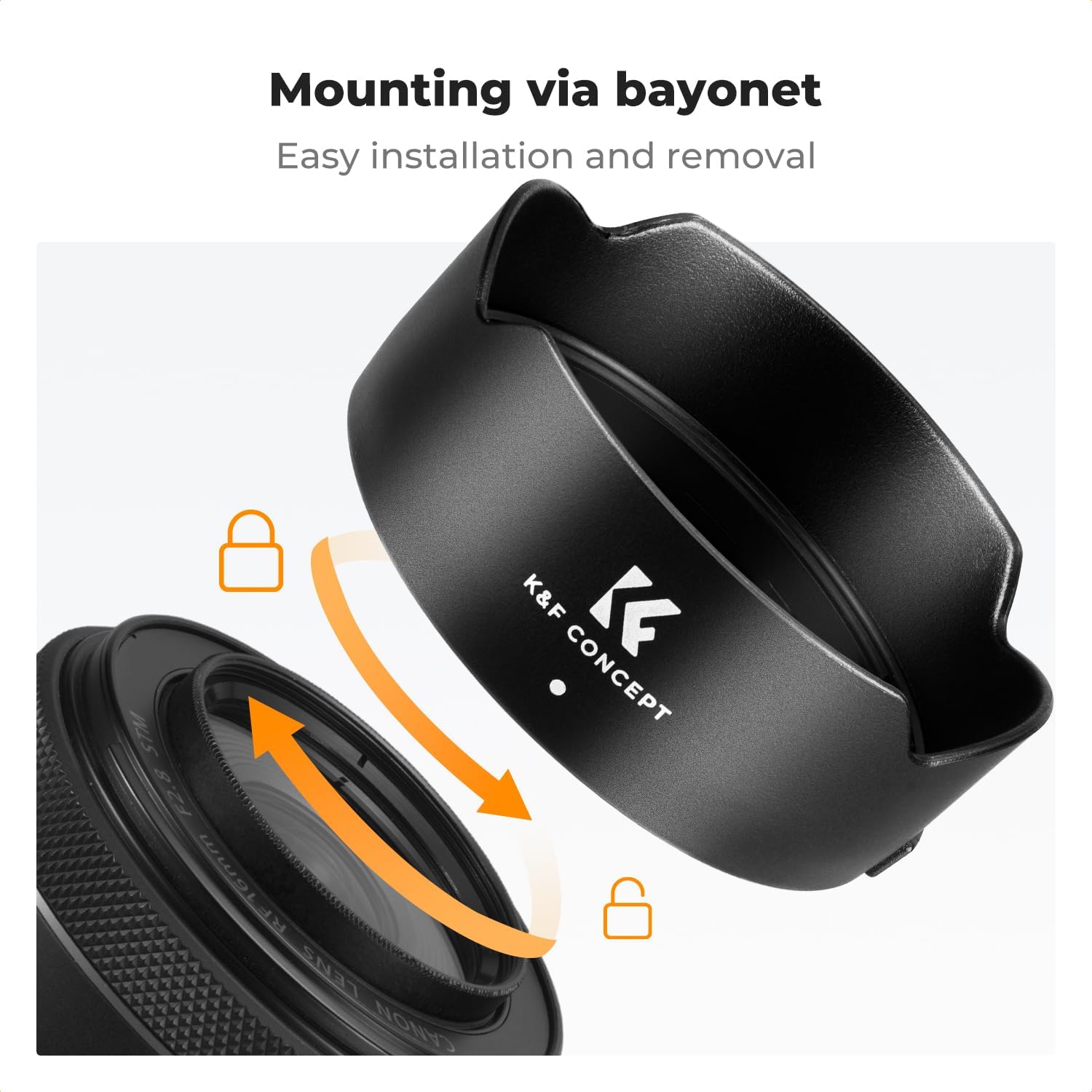 Thumbnail 2 de K&F CONCEPT EW65C parasol reversible para Canon RF 16 mm F2.8 STM