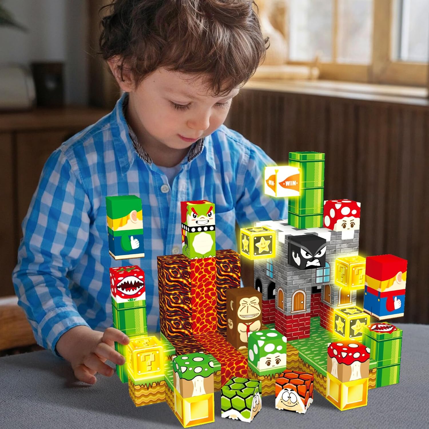 Detalle de MEDMHSMA Magnetic Blocks 100PCS: Light-Up 1-Inch Magnetic Building Toys for STEM Play