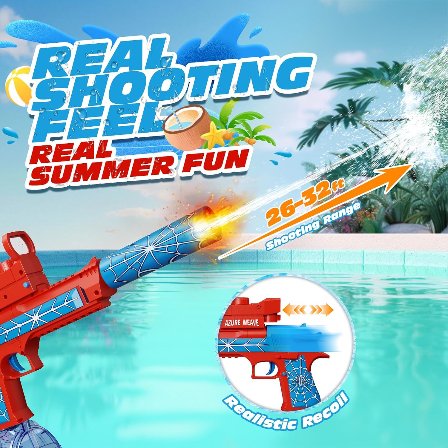 Thumbnail 3 de Tecnock 2 Pack Electric Water Guns: Rechargeable, Light-Up Muzzles for Shared Outdoor Summer Fun