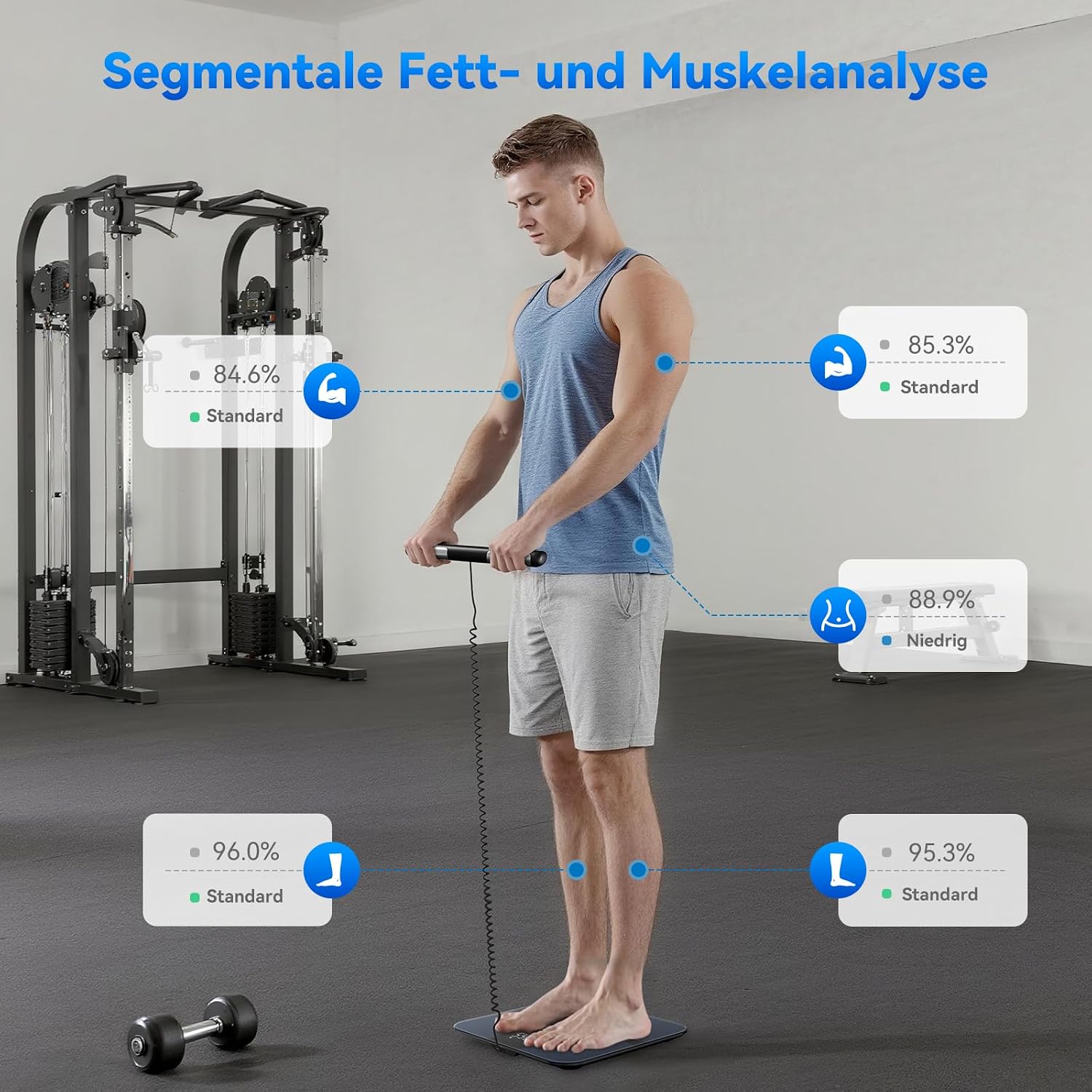 Thumbnail 1 de Lepulse P1 Körperanalysewaage mit Handsensoren (Körperfett, Muskelmasse, App) – Schwarz