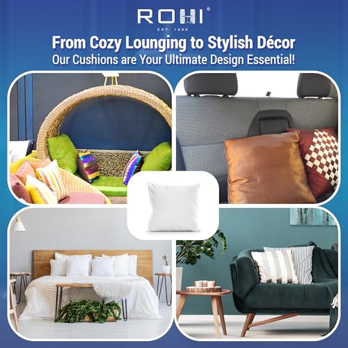 Detalle de Rohi Set of 4 Hypoallergenic Cushion Pads 45x45 cm (18x18 in) – White Polyester Squares