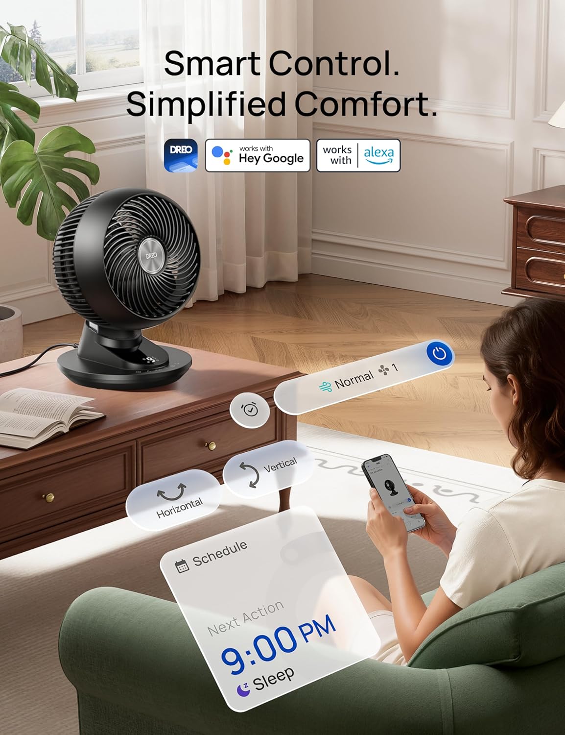 Thumbnail 6 de DREO 20dB Smart Desk Fan for Bedroom — Quiet, App-Controlled Oscillating Desk Fan