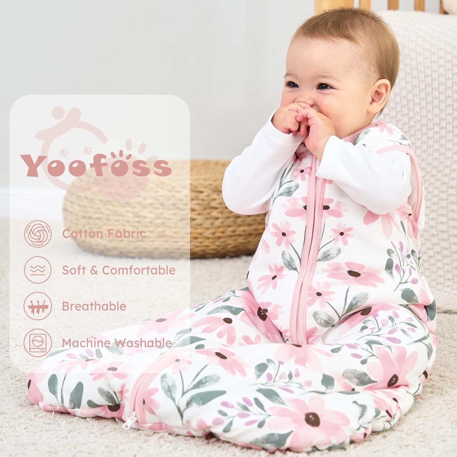 Detalle 2 de Yoofoss Baby Sleeping Bag 0.5 Tog – 2 Pack, 100% Organic Cotton, Summer Sleep Sack
