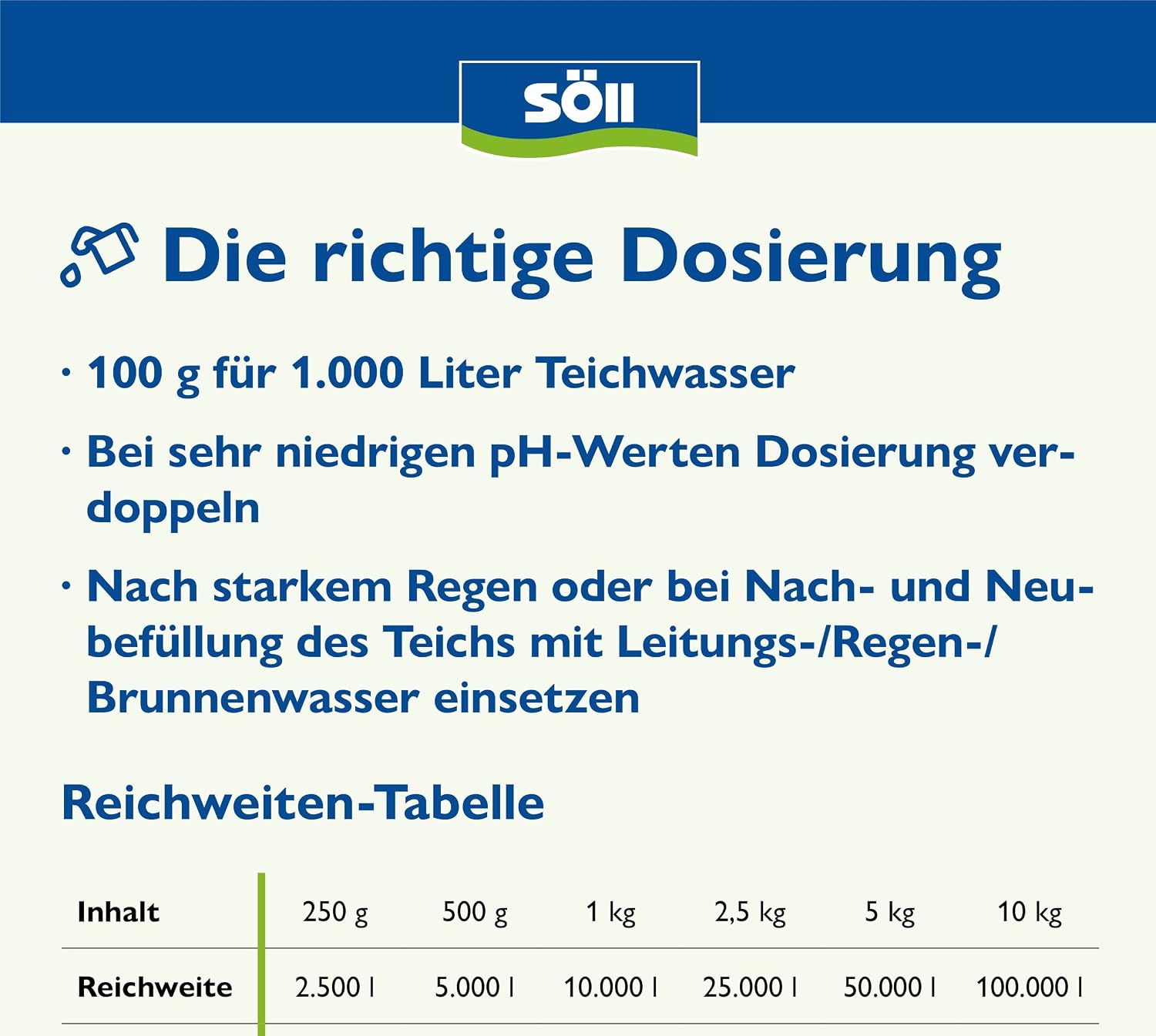Detalle de Söll TeichStarter Universal-Wasseraufbereiter 250 g – biotopgerechtes Wasser für Teiche (2.500 L)