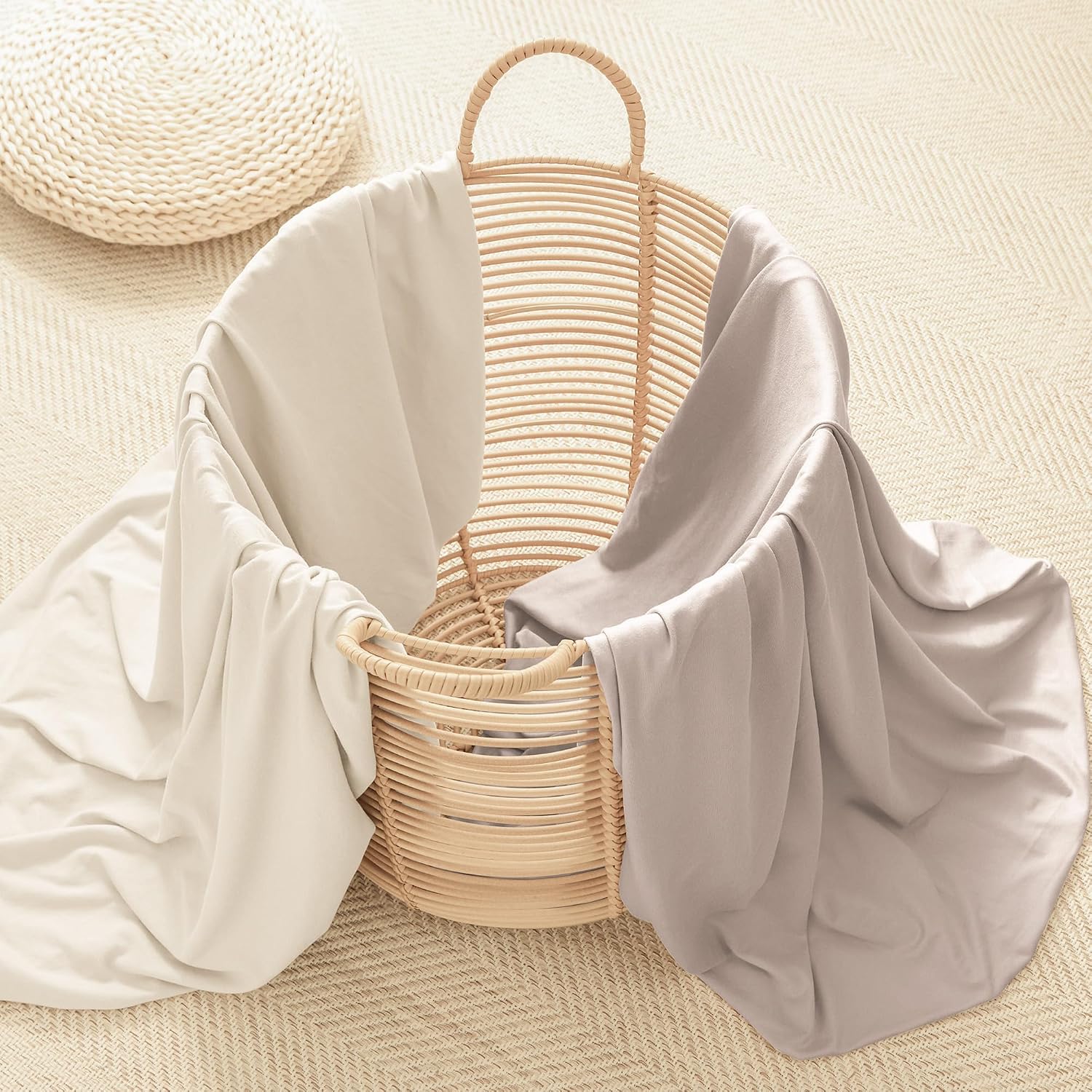 Detalle de Susurration Next to Me Crib Sheets 120x60cm (2 Pack) – Breathable Microfibre Fitted Sheets in Sand Beige