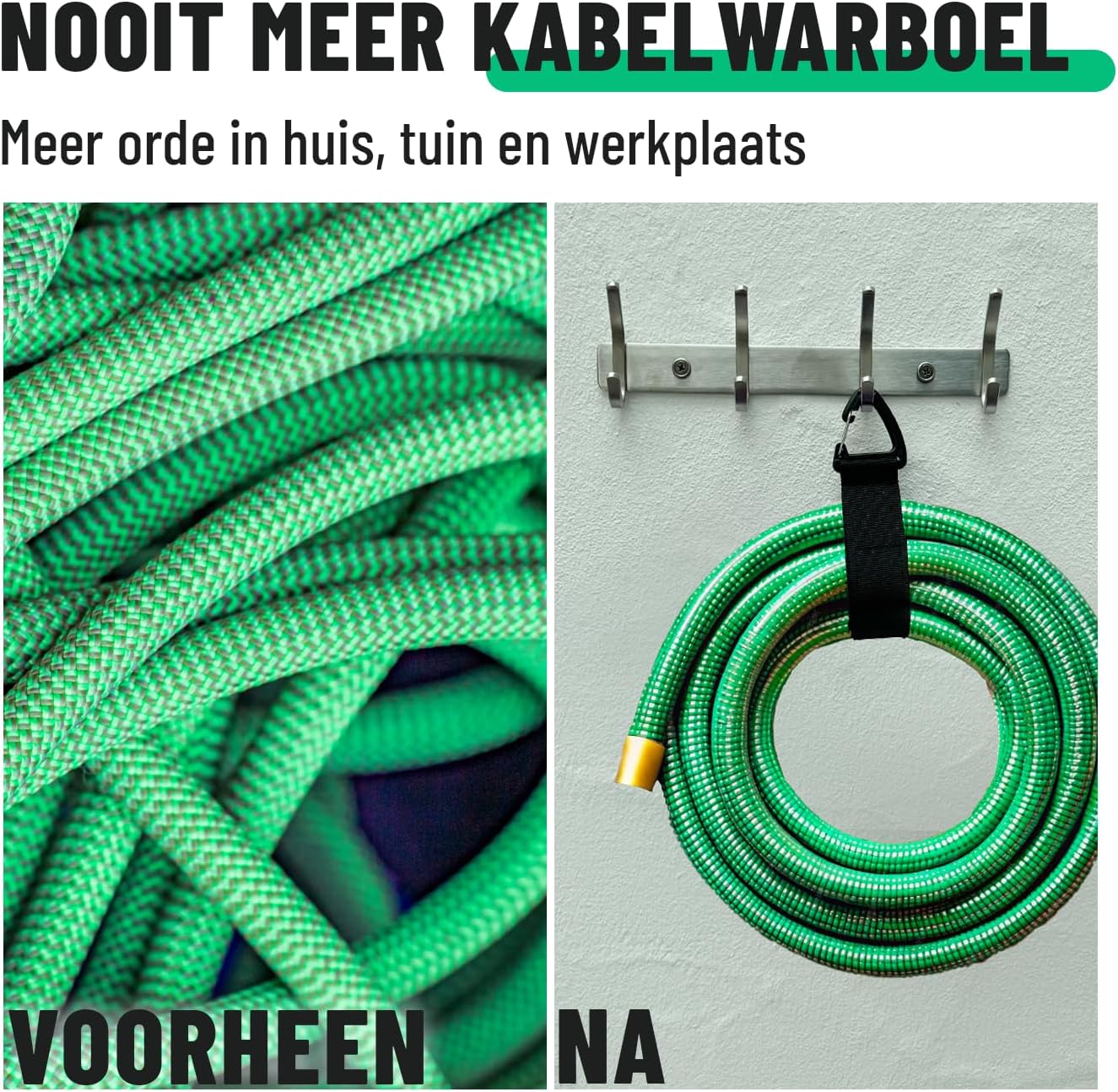 Detalle 2 de greate 601000-6 kabelorganizers, set van 6 met klittenband en draagvermogen tot 22 kg
