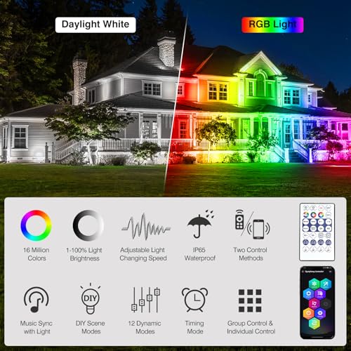 Detalle 2 de NATPOW Focos LED RGB para Jardín con Bluetooth 🌈