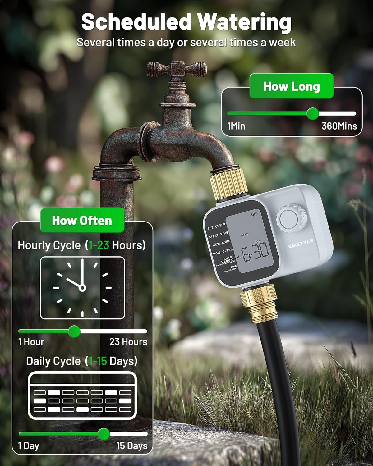 Thumbnail 1 de [2026 All-New] Water Timer by Unistyle: Brass Inlet Hose Timer for Irrigation
