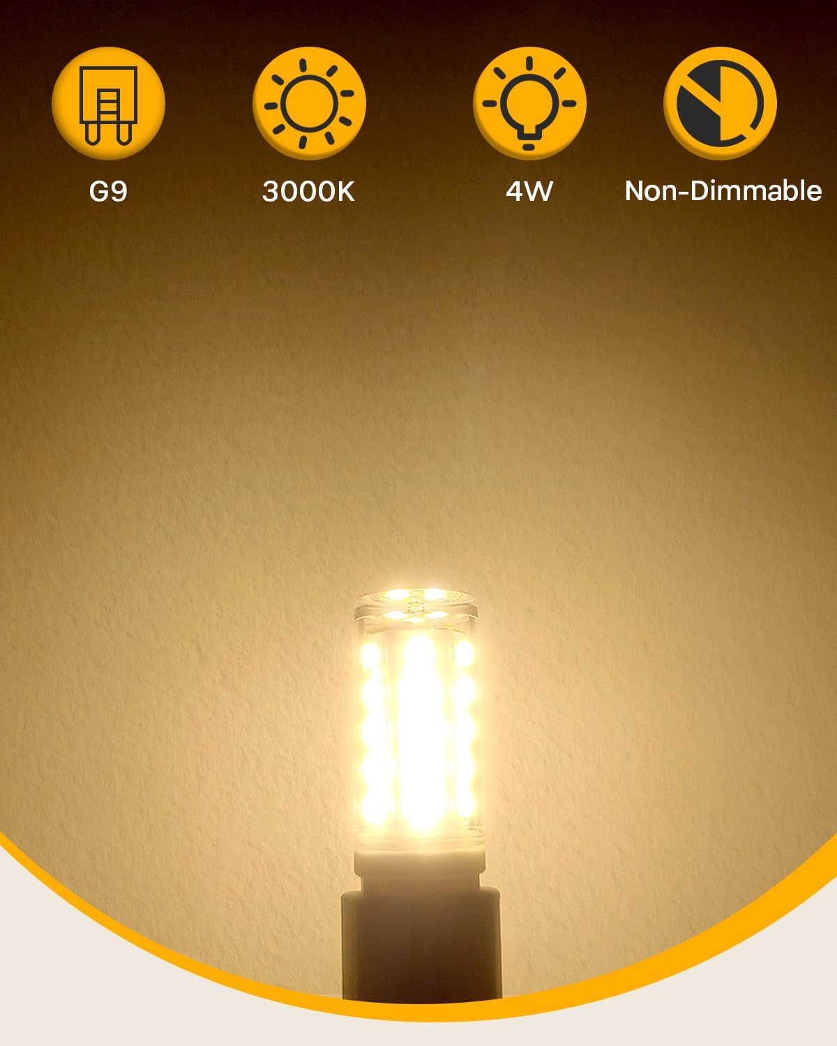 Detalle de KALAHOL 6 Pack G9 LED Bulbs (Warm White, 4W, 3000K) — flicker-free, non-dimmable
