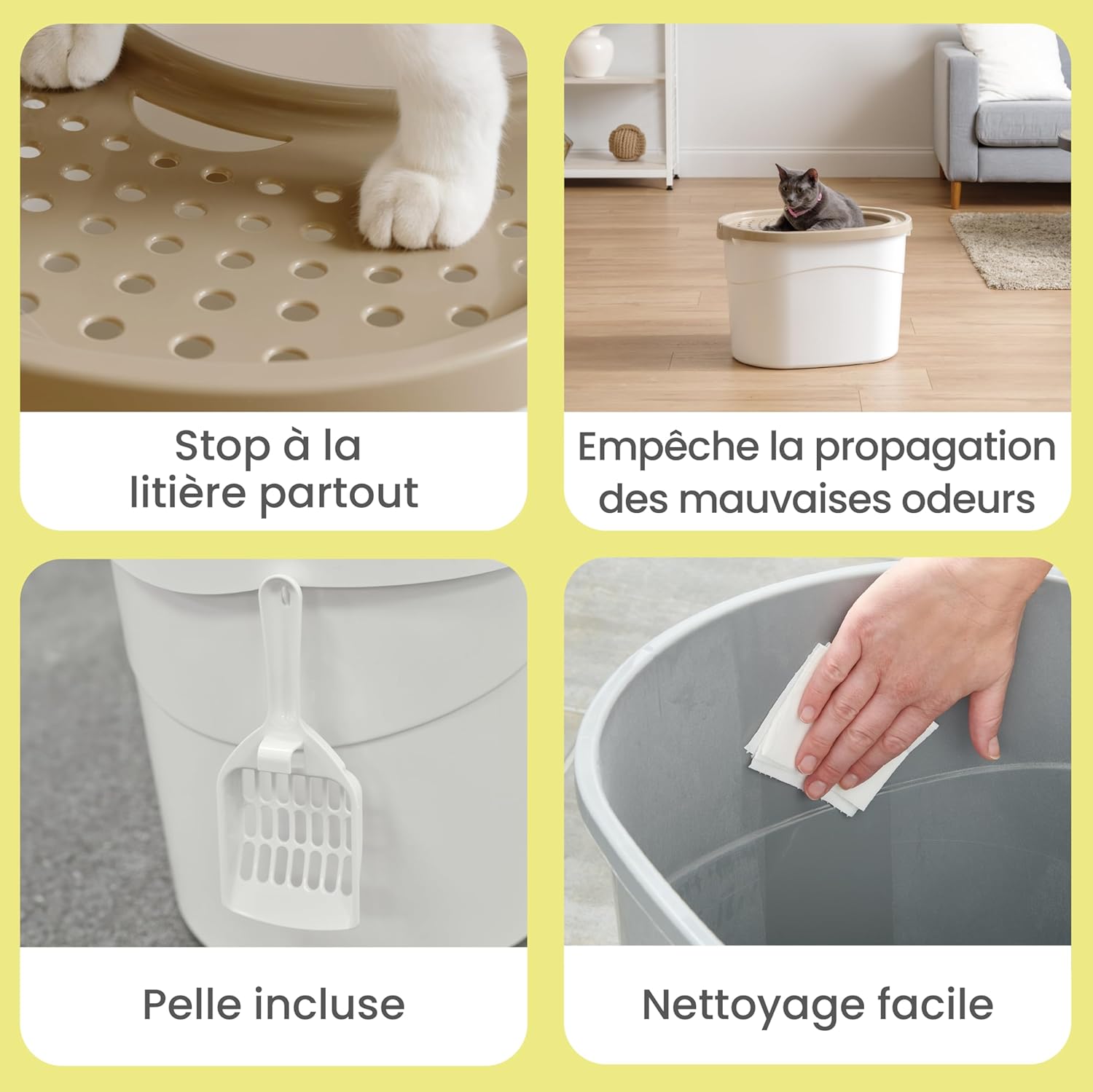 Detalle de Iris Ohyama Lettiera per Gatti TECL-20: coperchio removibile, pala inclusa e design chiuso