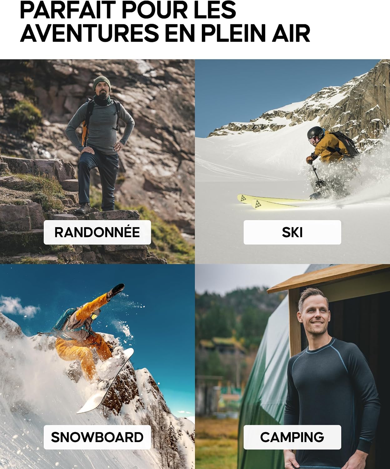 Detalle 2 de DANISH ENDURANCE Pantalon thermique homme mérinos sous-couche longue