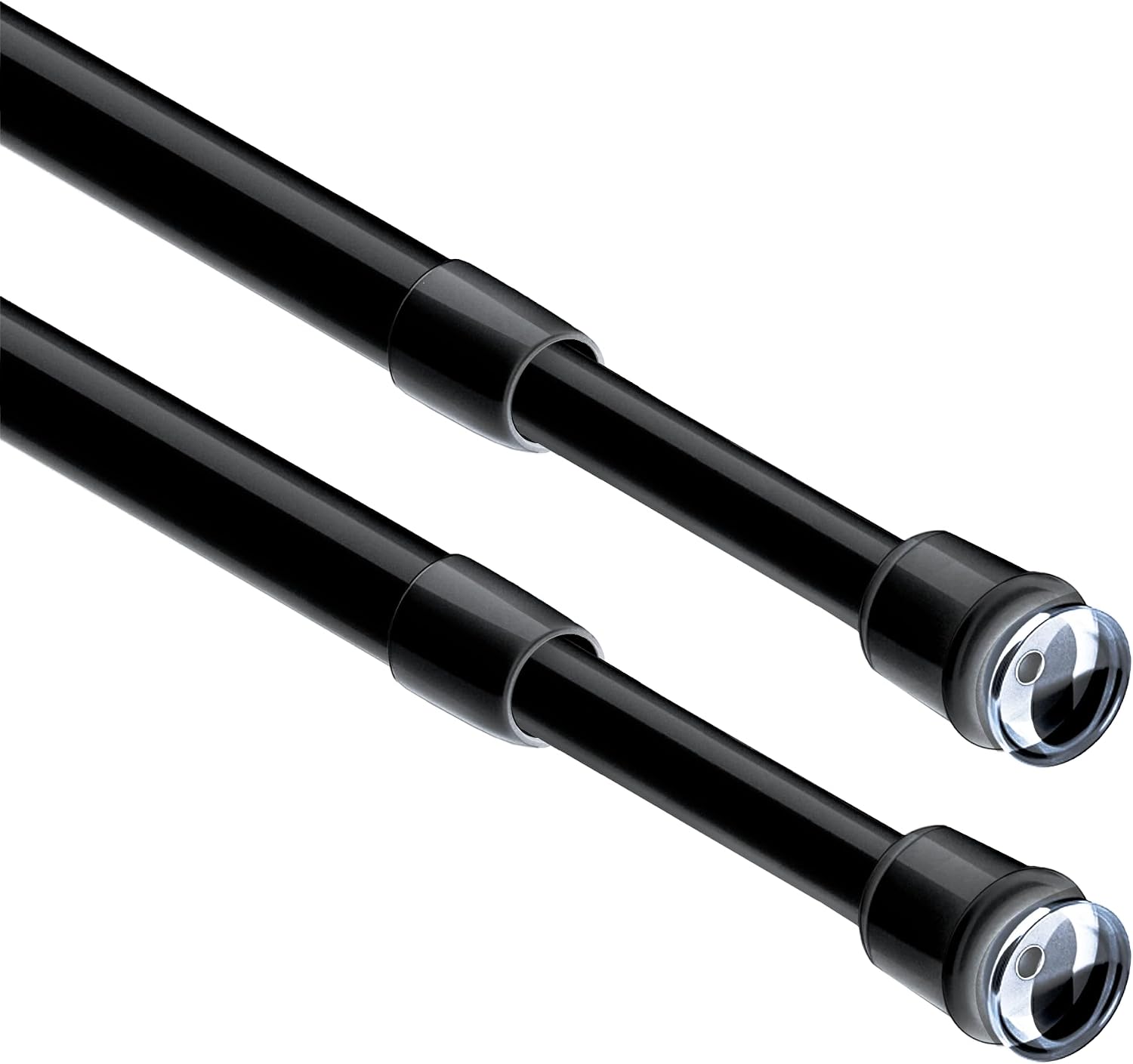 Detalle de GDEVKHN NO3-XYG-1 Telescopic Curtain Rods, 45–60 cm, Black, Pack of 2
