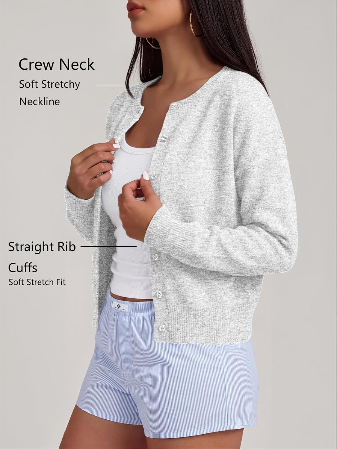 Detalle 2 de Trendy Queen Cropped Cardigan Sweater for Women