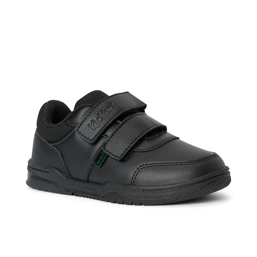 Detalle de Kickers Kids Unisex Mervan School Shoes, Easy Fasten Strap, Black, 12.5 UK