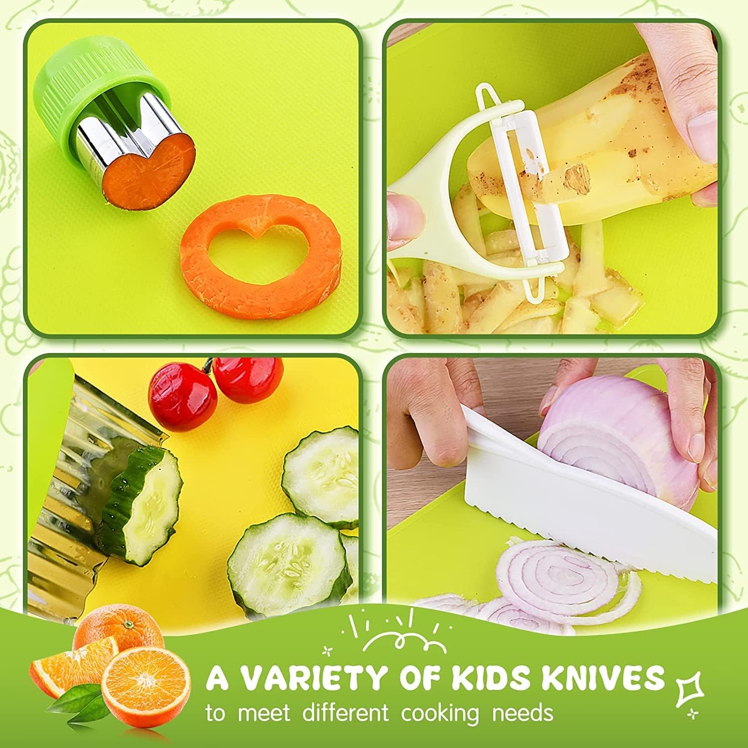 Detalle de Yasterd 13-Piece Kids’ Cooking Set with Toddler Knives and Cutters