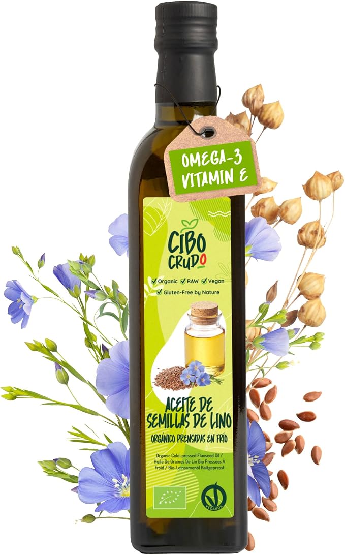 Aceite de Lino Ecológico 500ml 🌱 Prensado en Frío, Bio