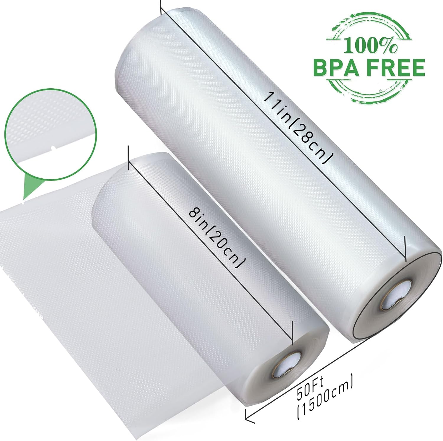 Detalle 2 de KitchenBoss Vacuum Sealer Rolls, 100 ft, 8 in and 11 in BPA-Free PA/PE Film
