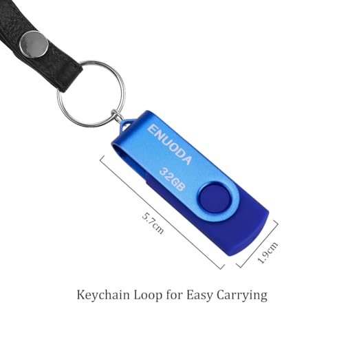 Detalle de ENUODA Clé USB 32 Go – Clef USB 2.0 Bleu avec LED, mini et fiable