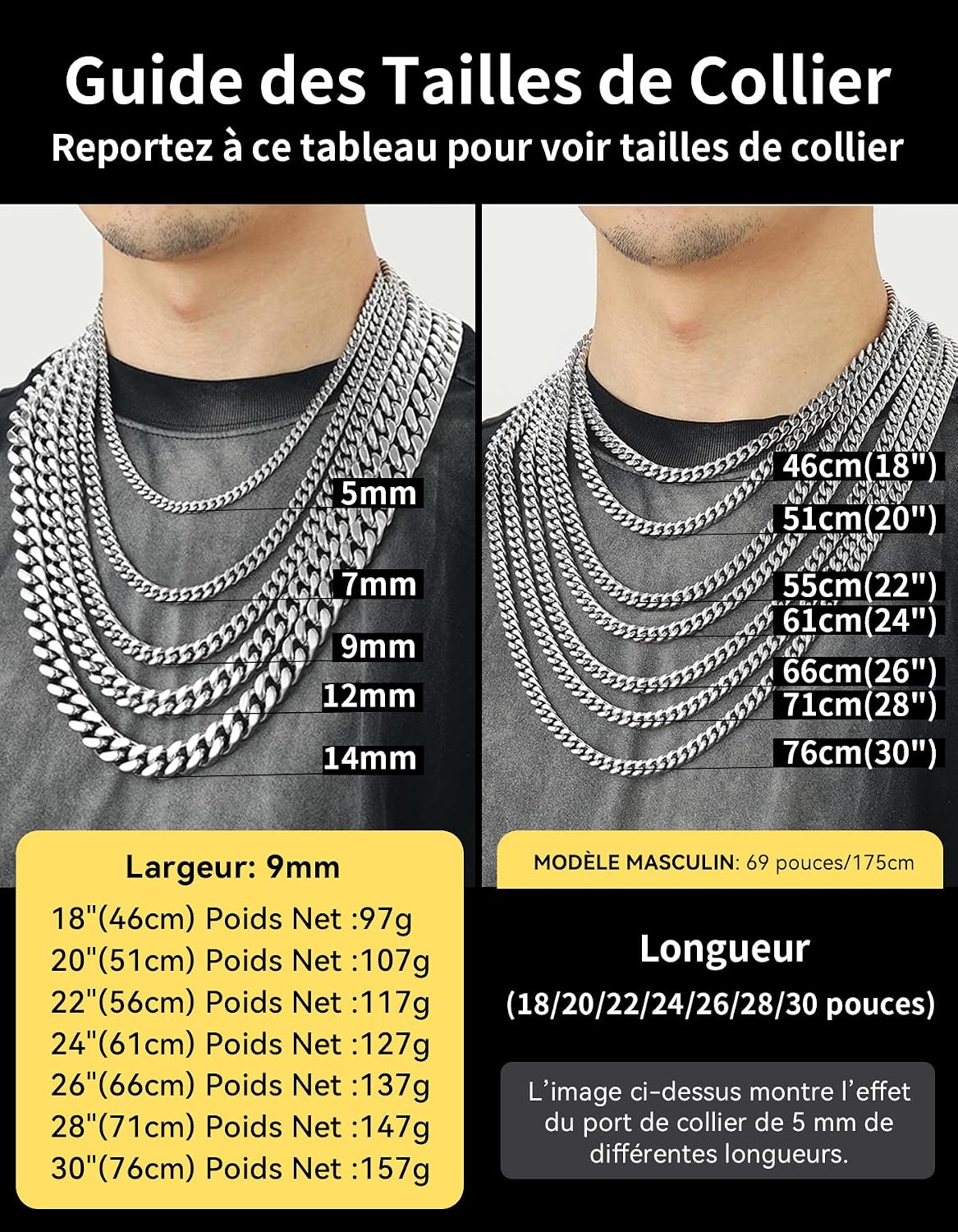 Thumbnail 5 de ChainsHouse Collier Chaine Homme 9 mm