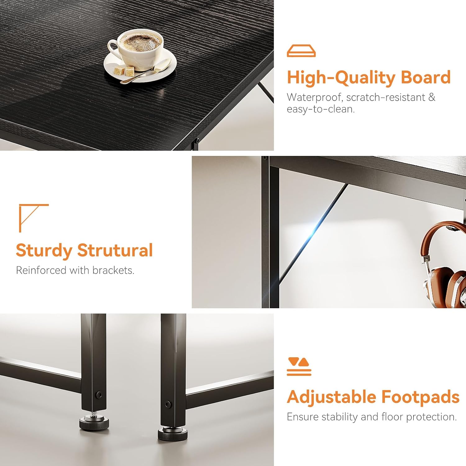 Thumbnail 5 de Coleshome 120×48cm Computer Desk with Drawers (Left/Right Reversible) with 74cm Legroom