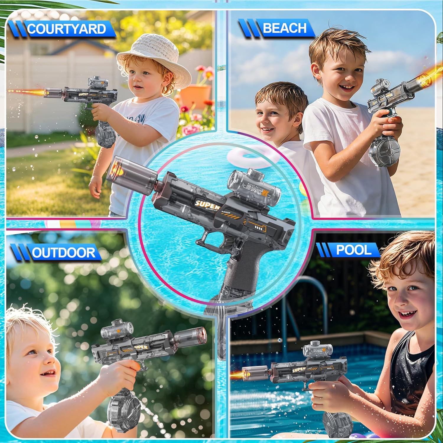 Thumbnail 5 de UROINT Electric Water Gun for Kids – Transparent, Long-Range Blaster with LED Light