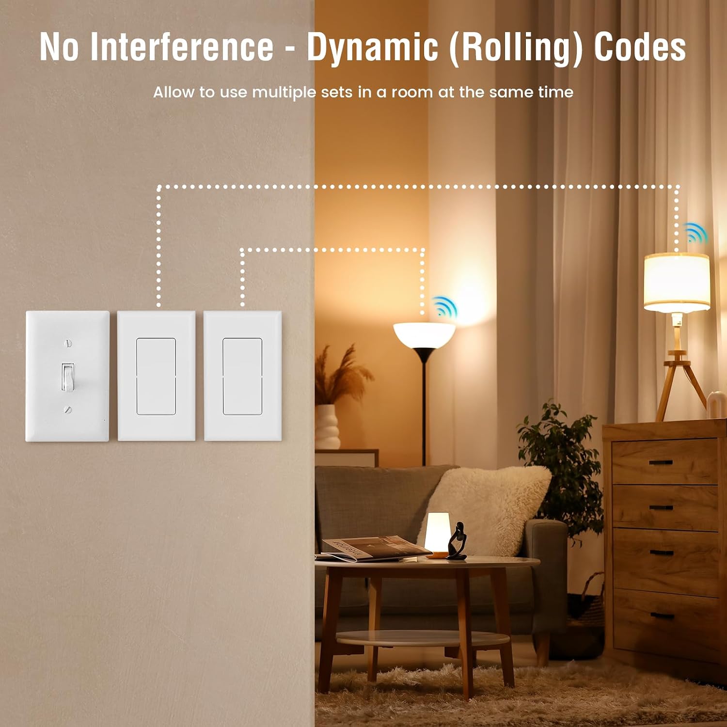 Detalle de SURAIELEC URSW11A Wireless Wall Switch and Outlet Remote, 100 ft RF Range