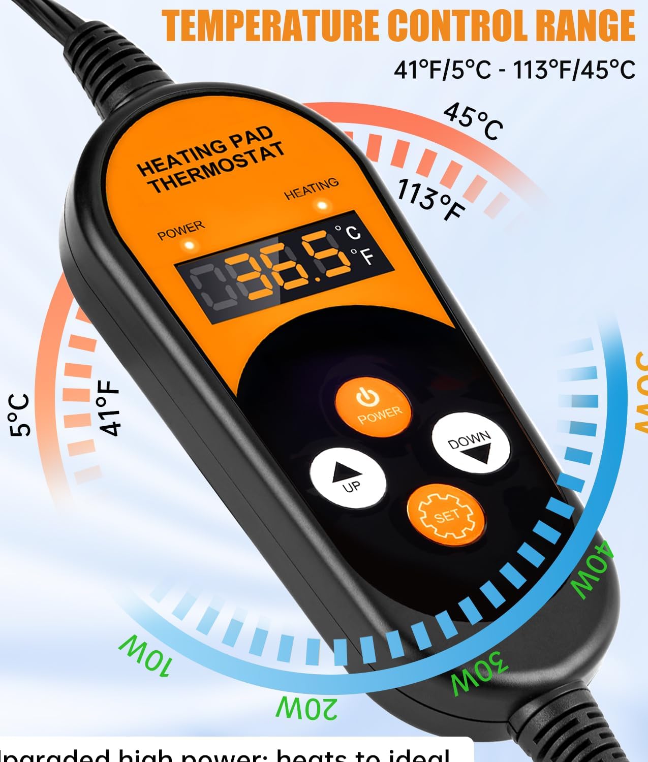Detalle de WADEO termostatreglerad värmematta för växter, 50 W, två mattor med en regulator