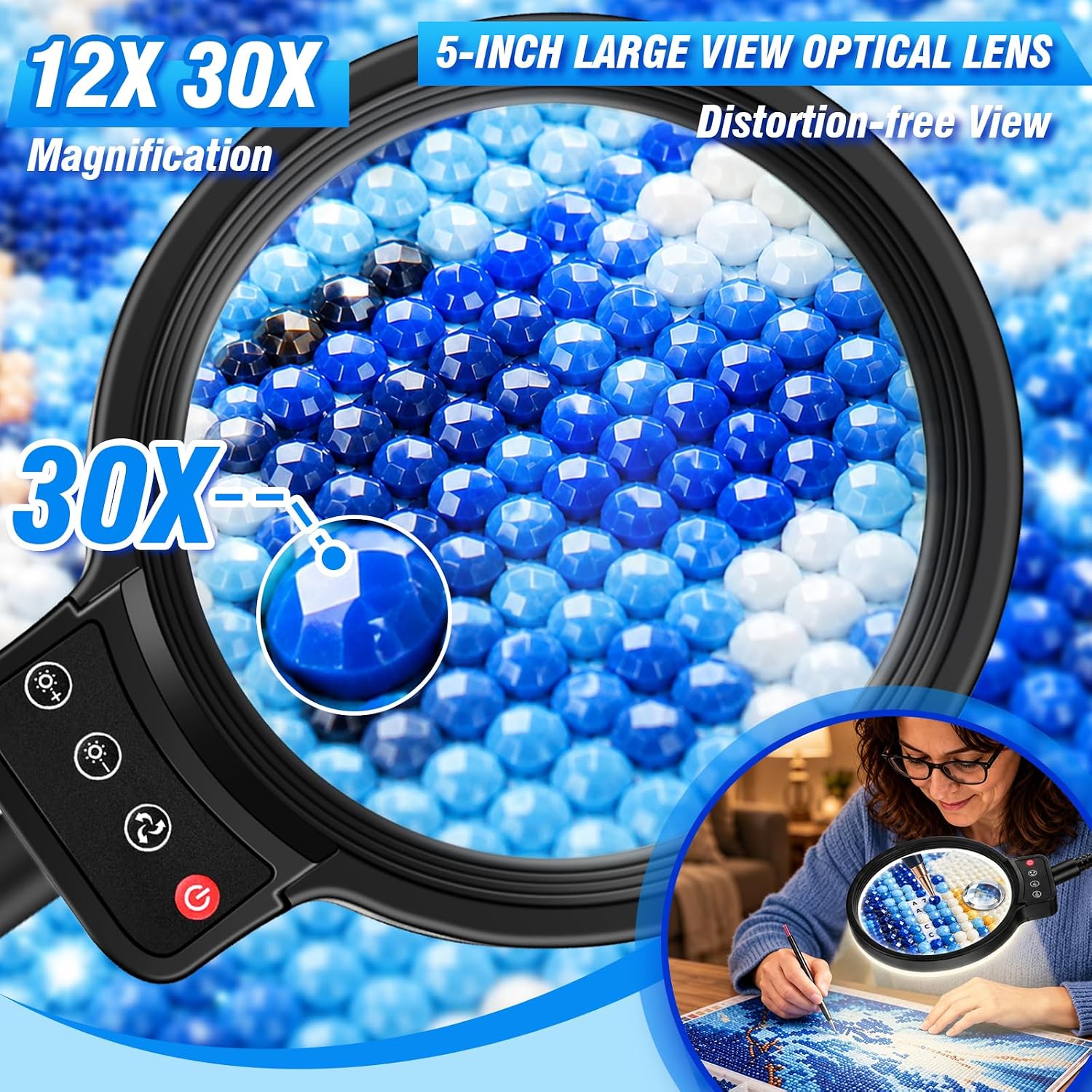 Detalle de Magnifying Glass with Light and Stand, 5-Inch Lens
