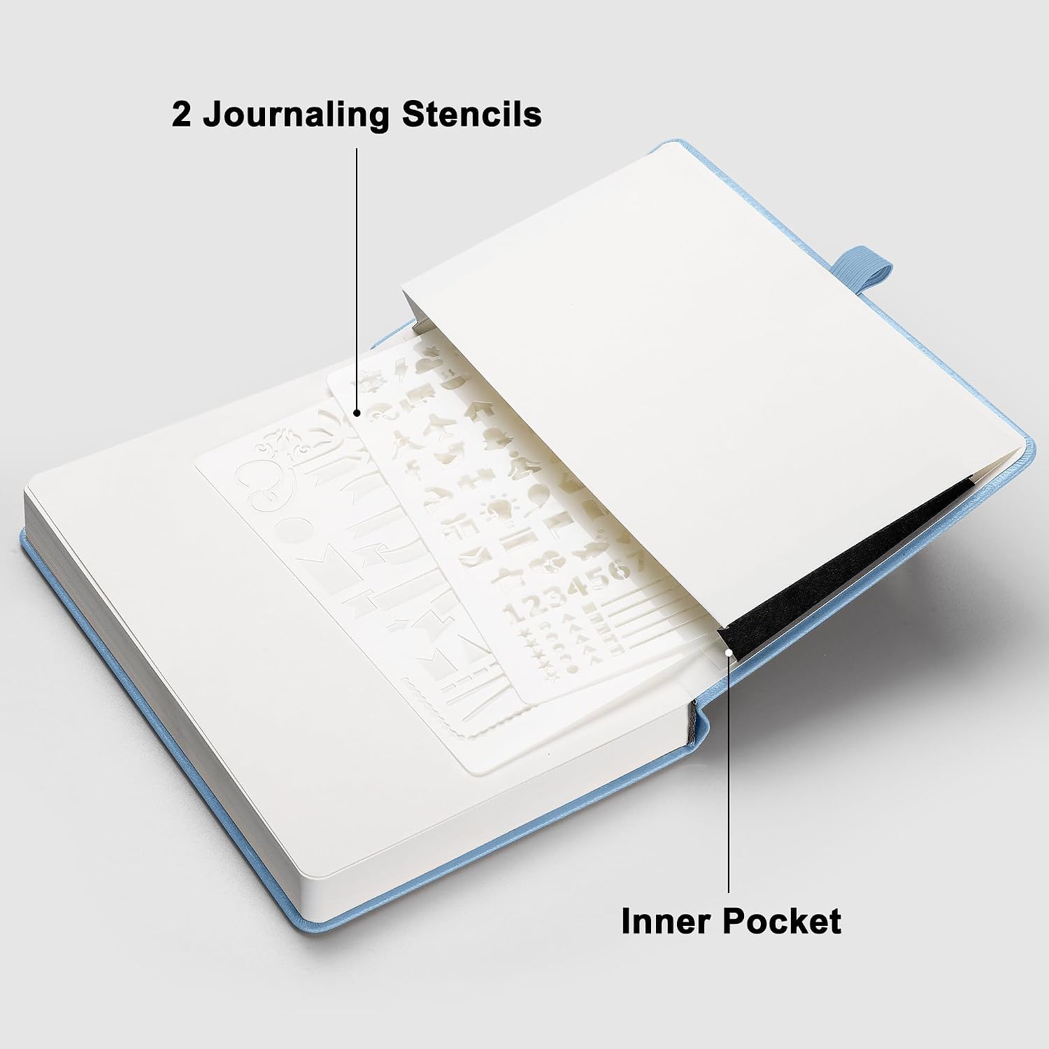 Detalle 1 de RETTACY A5 Dotted Journal Notebook, 192 Pages, 100 GSM Paper, Light Blue