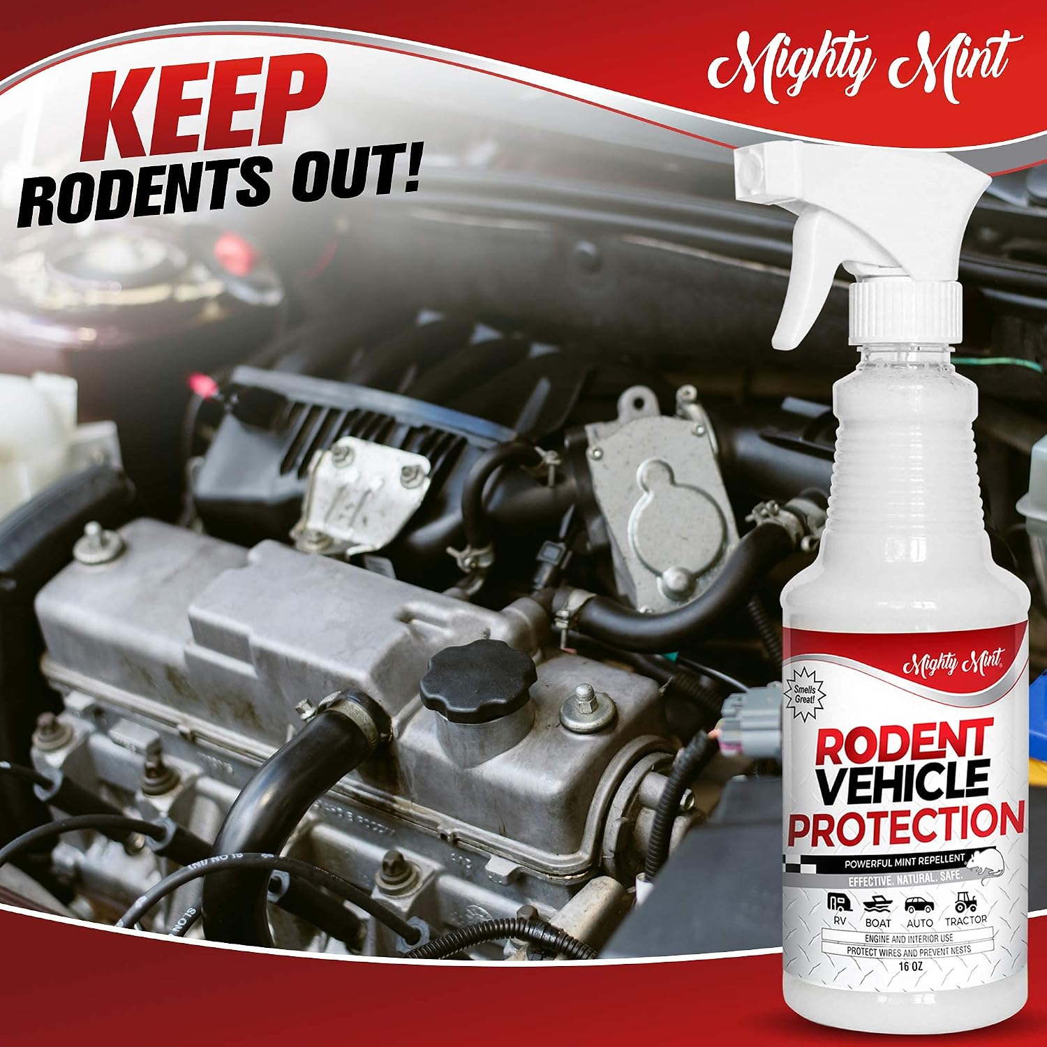 Detalle 2 de Mighty Mint Peppermint Oil Vehicle Rodent Repellent Spray, 16 oz