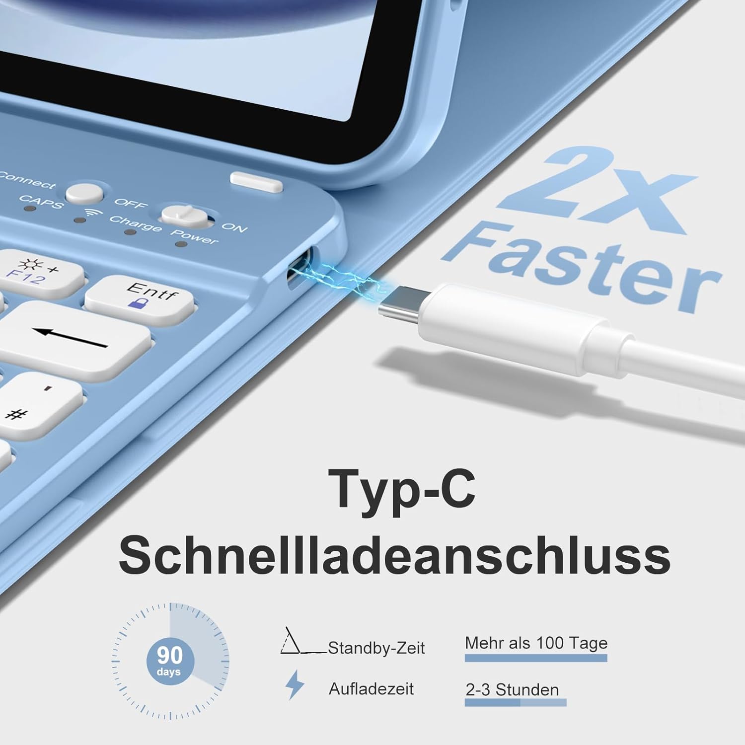 Thumbnail 4 de drivego Tastatur-Hülle für iPad 11./10. Generation (A16, 11. Generation 2025 / 10. Generation 2022) – magnetisch, QWERTZ, blau