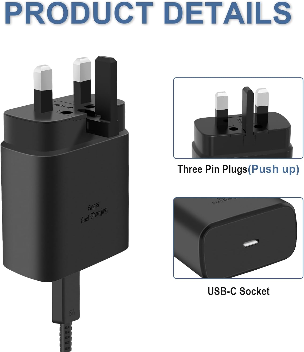 Detalle de Gcstnn 45W Super Fast Charger for Samsung with 6.6ft USB-C cable