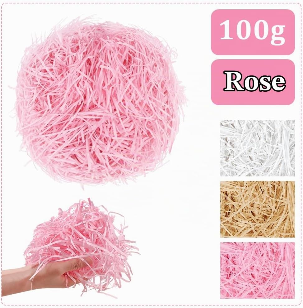 Detalle de Alaoo 5672155 raffiapapier, 100 g roze versnipperd vulmateriaal