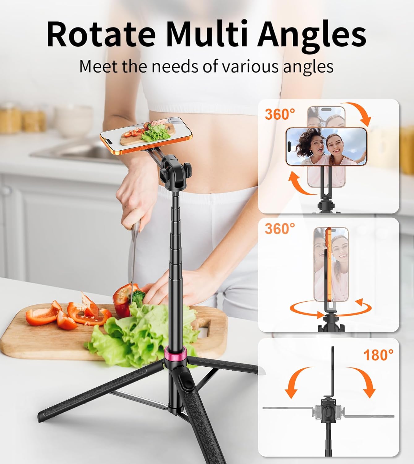 Detalle de 69" Magnetic Phone Tripod Head for MagSafe Phones with Remote & Mount Adapter