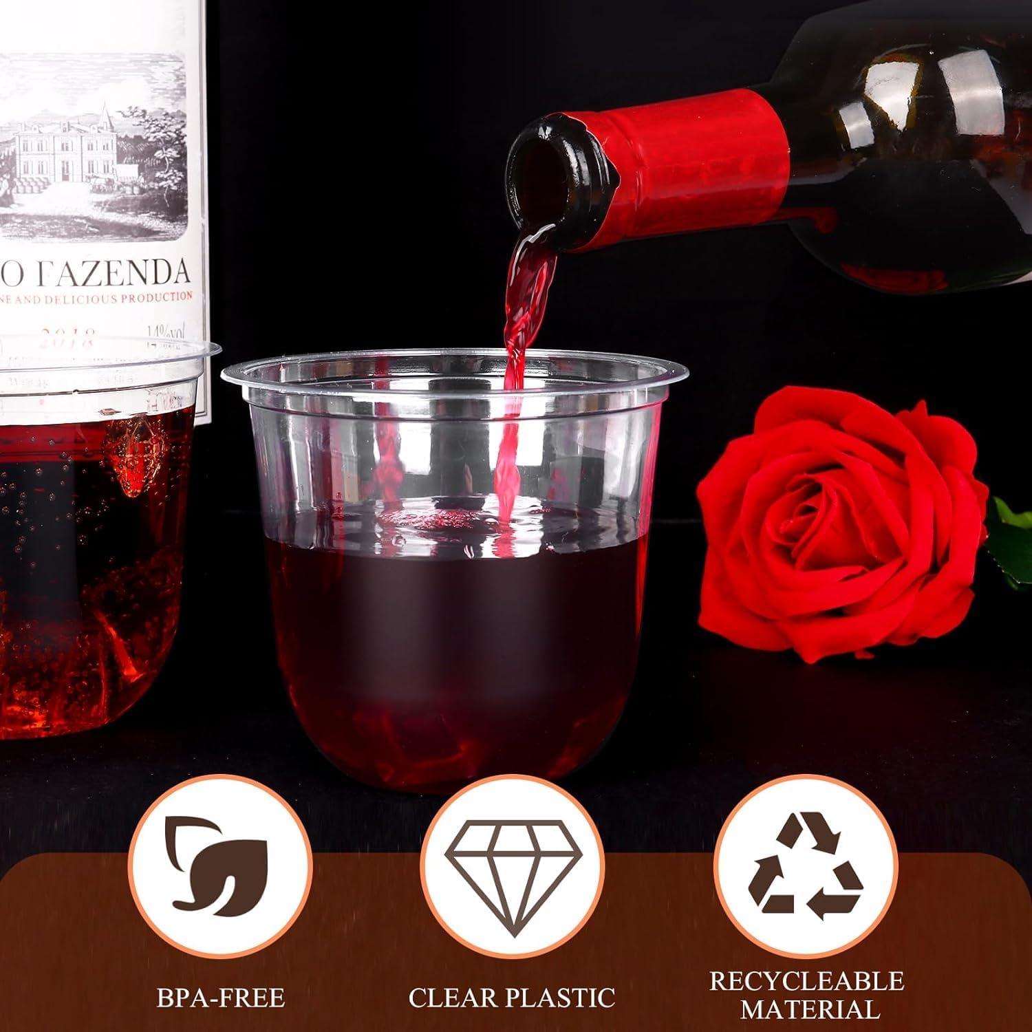 Thumbnail 4 de KesaPlan 12oz Disposable Stemless Wine Glasses 100pcs