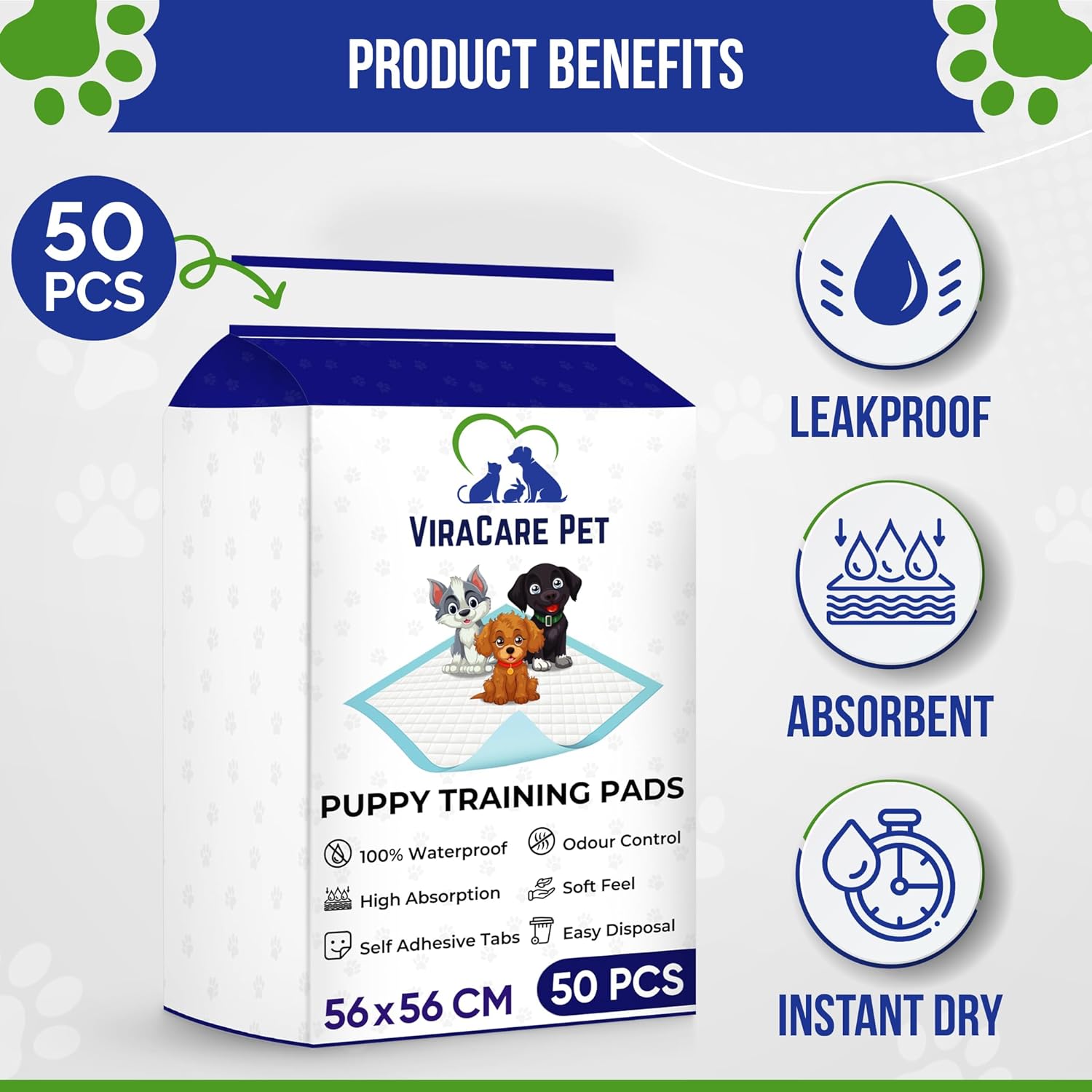 Thumbnail 6 de ViraCare 56 x 56 cm Puppy Training Pads – 50 Pack