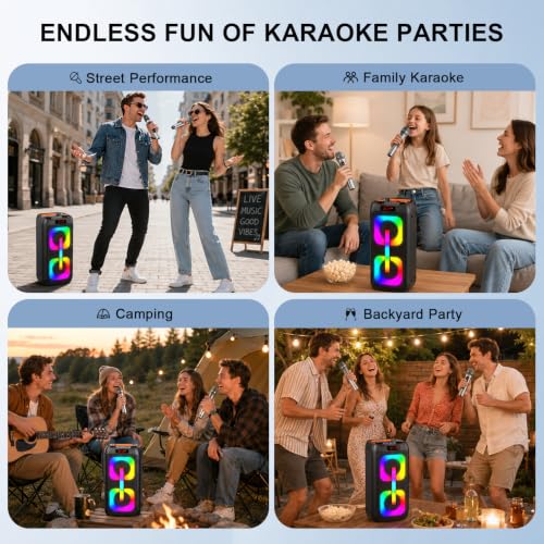 Thumbnail 6 de Gesnada K68: Máquina de Karaoke con 2 micrófonos inalámbricos y Altavoz Bluetooth